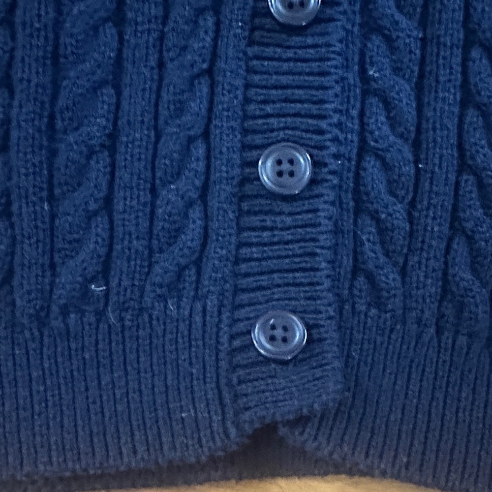 Janie and Jack girls 4T Navy Cable Knit Cardigan - Picture 3 of 4